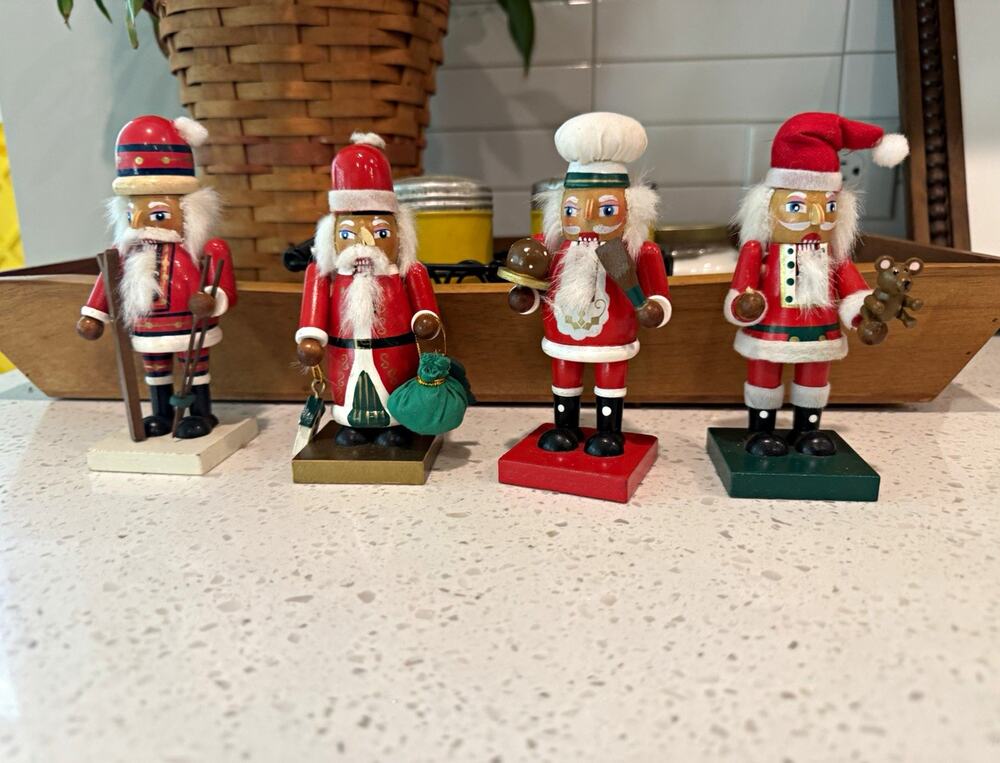 Lot of 4 Vintage 1999 Nutcracker Village Santa Ornaments May Dept Stores